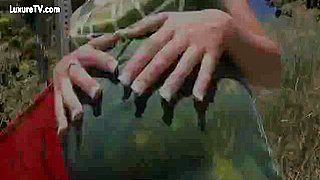 Beautiful preggy blonde surrounded with dark weenies