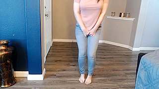 Horny Girl's Desperate Pee Dance Leads to Wetting Her Jeans