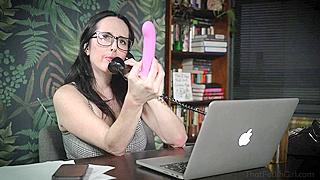 Brunette MILF gets drunk and gets fucked by a big strap-on toy
