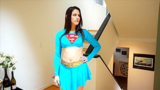 MILF in a Supergirl outfit got captured and got laid the fuck out