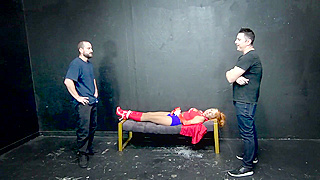 Two men find a passed the fuck out MILF superhero on the bed