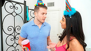 Busty Teen Gives Sloppy Deepthroat For Forgotten Birthday Gift