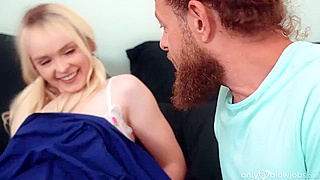 Eager Blonde Gives Surprise Wake-Up Blowjob And Swallows Huge Load