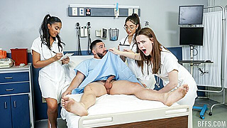Three Hot Doctors Treat Patient With A Threesome And Share His Cum Load