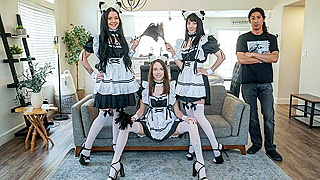 Sucking Huge Cock - Lilly Joins Slutty Maids Brooke And Kitty Serving Sugardaddy David