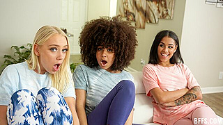 Horny College Babes Camila, Nina, And Braylin Share A Lucky Neighbor's Huge Dick