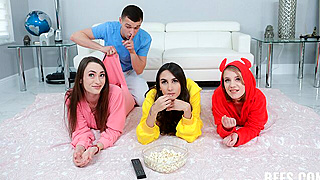 Lucky Stud Gets A Triple Treat With Natalia Nix And Friends In Hot Foursome