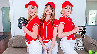 Baseball Babes Bend Over For Coach's Thick Cock And Share A Sticky Cum Facial
