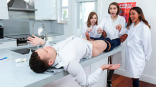 Four-Hour Boner - Schoolgirls' Cock-Sharing Chemistry Experiment!