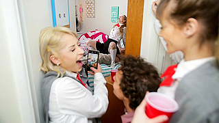Horny College Girls Sneak Boys In For A Wild Dorm Room Orgy And Cumfest
