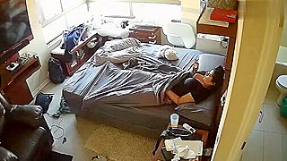 Spy Ipcam Catches Naughty Fat Latina Masturbating To Porn