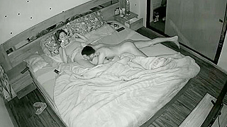 Spy Ipcam Captures Skinny Married Couple Fucking Passionately In Their Bed