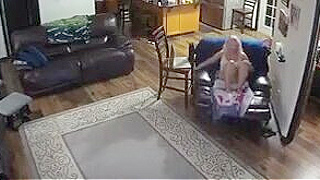 American Granny Caught Masturbating In Living Room By Hidden Spy Ipcam