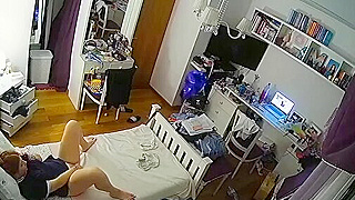 Spy Ipcam Catches Naughty Redhead Fingering Her Wet Pussy
