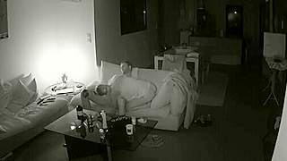 Voyeuristic Ipcam Reveals Tattooed College Couple's Wild Couch Fuck Session