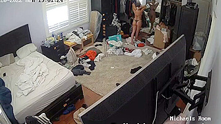 Spy Ipcam Catches Busty Blonde Cheerleader Putting On A Tight Bikini