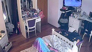 Hidden Spy Ipcam Catches American College Girl Masturbating To Porn