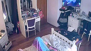 Hidden Spy Ipcam Catches American College Girl Masturbating To Porn