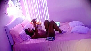 Spy Ipcam Catches Skinny Black College Girl Masturbating To Porn