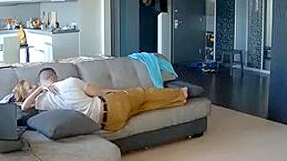 A Blonde American Girl Gets Ravaged On The Couch – Hidden Spy Ipcam Footage!