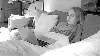 Spying On Hot American Blonde College Girl Getting Off To Porn