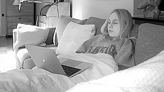 Spying On Hot American Blonde College Girl Getting Off To Porn