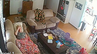 Busted On Spy Cam ☆ Naughty American Milf Fingering Herself On The Couch