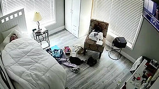 Spy Ipcam Catches American Spinster Masturbating Wildly On Her Bed