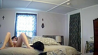 Caught By Hidden Ipcam ☆ American Nerd Girl Wildly Masturbates To Porn
