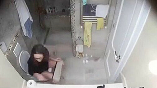 Caught On Ipcam ☆ European Babe’s Kinky Bathroom Routine In Glasses