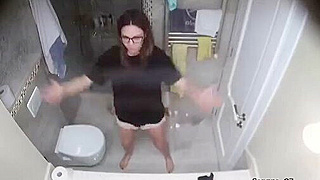 Caught On Ipcam ☆ European Babe’s Kinky Bathroom Routine In Glasses