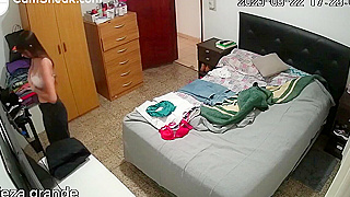 Caught On Spy Cam, Naughty Teen Tries On Outfits In Her Room