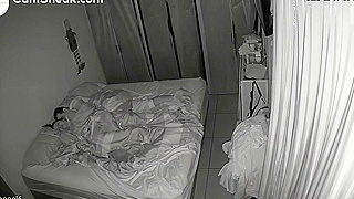 Spying Hacked Cam Busts Hairy Chick Getting Fucked Hard At Night