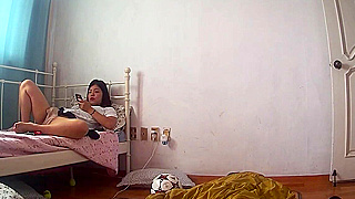 Spy Ipcam Busts Horny Korean Teen Masturbating To Porn In Secret