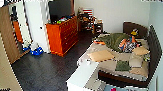 Caught On Spy Cam, Horny Couple Masturbating Hard In Bed