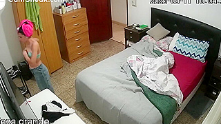 Spy Ipcam Catches Spanish Teen Getting Horny While Dressing Up