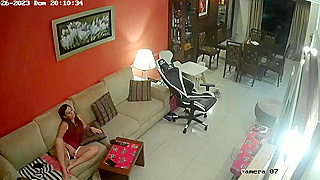 Hidden Spy Ipcam Caught Red Milf Briefly Touching Her Wet Pussy