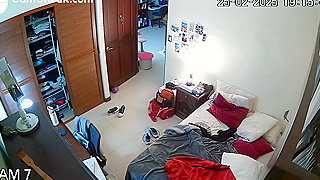 Spy Ipcam Snags Hacked Cam, Sexy Naked Teen Lying In Bed, Masturbating