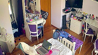 Caught On Hidden Spy Ipcam, Naughty Redhead Masturbates During Online Class