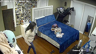 Hidden Camera Catches Naughty Teen Changing Into Pajamas