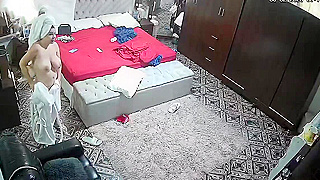 Hidden Spy Ipcam Snags Hacked Cam Feasting On Chubby Latina Getting Dressed For Work