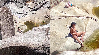 Spying On Her Hidden Cam Masturbating On The Rocks - Voyeur Delight