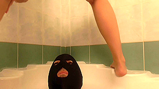 Depraved Lady Vivien's Golden Shower on Her Worthless Slave