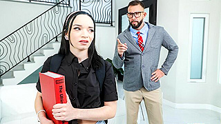 Bratty Student Teases Tutor Until He Snaps, Spanking Her Tight Ass Before Fucking Her Naughty Mouth