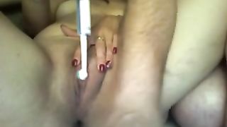 Wife of my mate uses a tooth brush to masturbate in bedroom