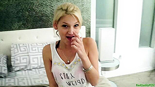 Blonde Teen Seduces Step-Dad, Engaged In Intense Foreplay And Explicit Sex Acts