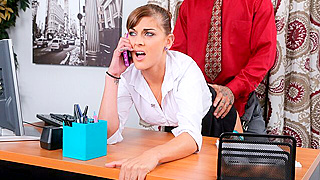 Bratty Secretary Destroyed By Ruthless Boss - Rough Spanking, Choking, And Face Fucking On His Desk