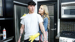 Lewd Mom Craves Stepson’s Thick Cock After Months Alone – Sloppy Blowjob & Creampie