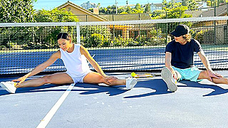 Mom’s Tennis Lesson Turns Steamy as She Drains Her Horny Stepson’s Balls