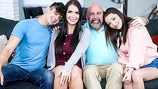 Mom Throat-Fucks Hung Stepson While Stepsis Watches & Jerks Off to Their Filthy Threesome